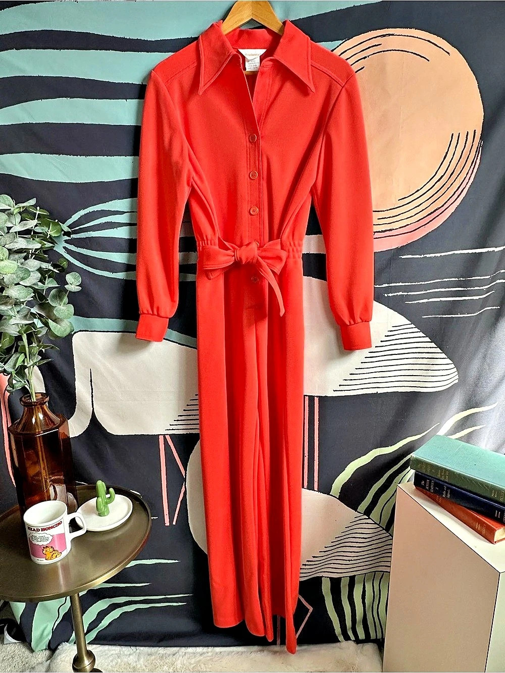 Donkenny Red Orange Long Sleeve Jumpsuit NWT